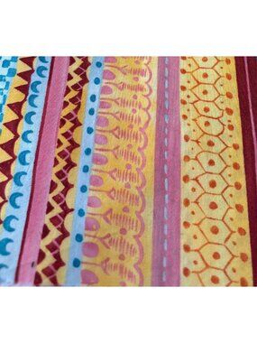 Colorful Striped Cotton Fabric 12x38" Sewing Crafts Quilting Retro Bright Design